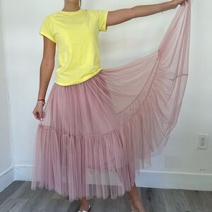 Chic Blush Tulle A-Line Skirt